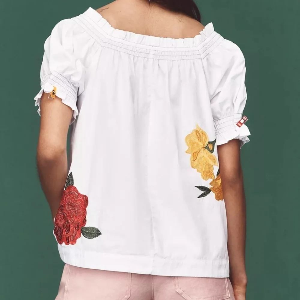 NEW Anthropologie Multicolor Embroidered Blouse Top Plus Sz 3X NWT *Flaw*